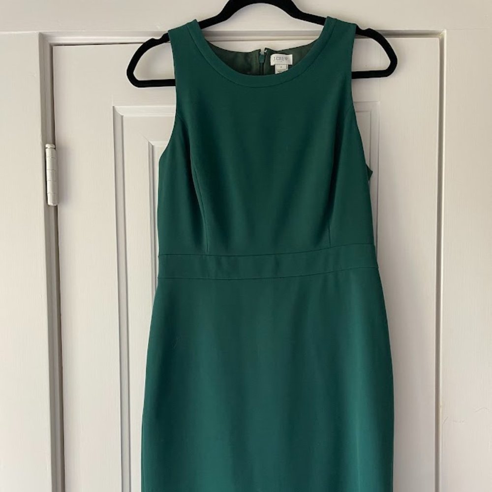 J Crew Dark Green Sleeveless Pencil Dress - Size 6